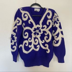 Vintage 80s Christine Purple Sweater Size M